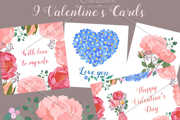 Floral Valentines Cards