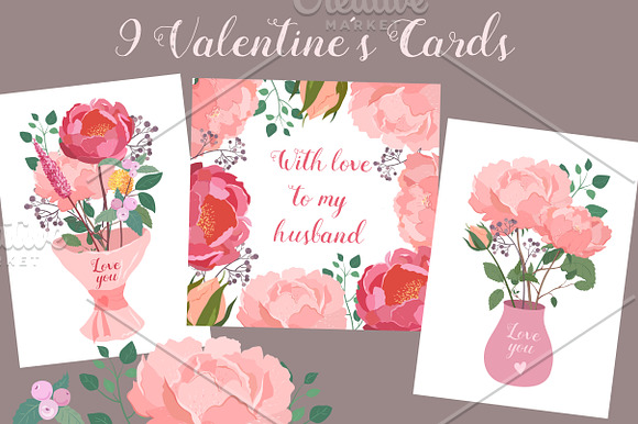 Floral Valentines Cards in Illustrations - product preview 1
