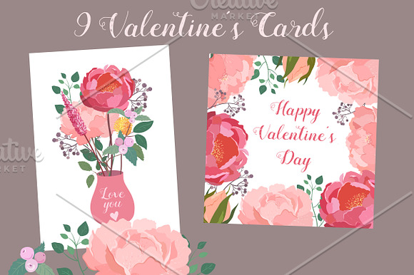 Floral Valentines Cards in Illustrations - product preview 2