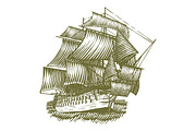 Woodcut Ship