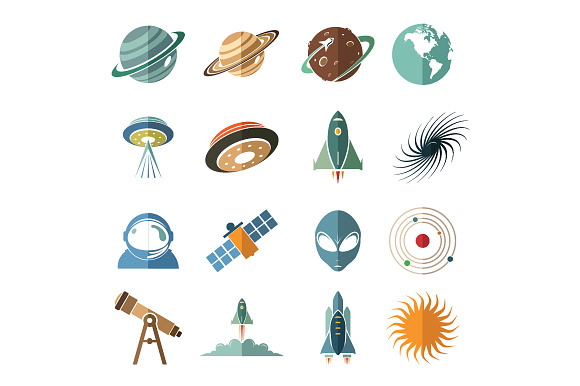 Planet Space Flat Icon Symbol in Graphics - product preview 3