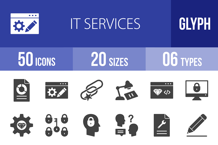 50 IT Services Glyph Icons in Graphics - product preview 8