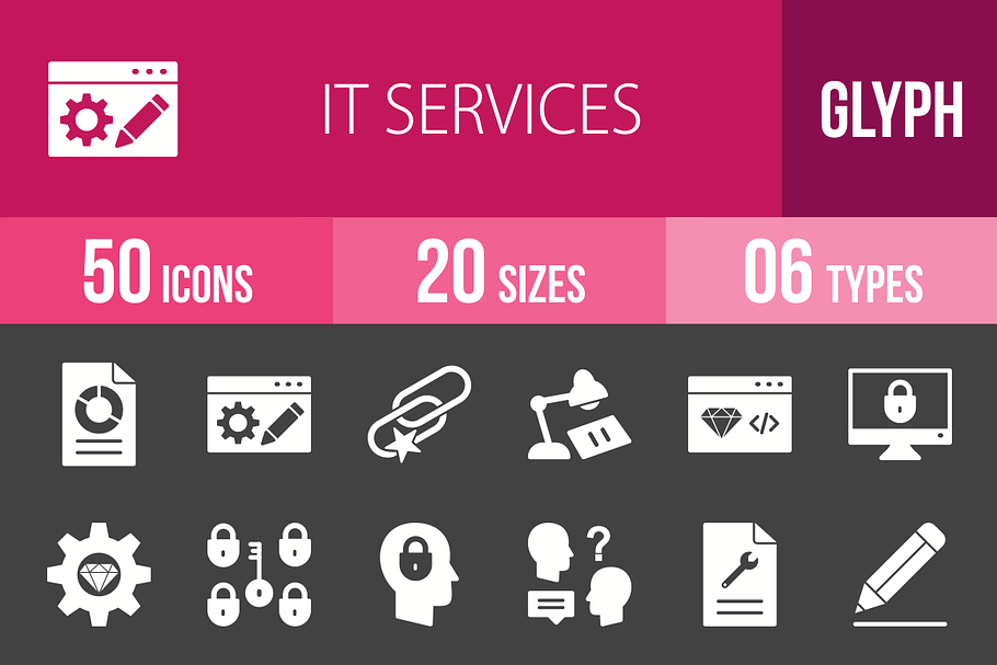 50 IT Services Glyph Inverted Icons in Graphics - product preview 8