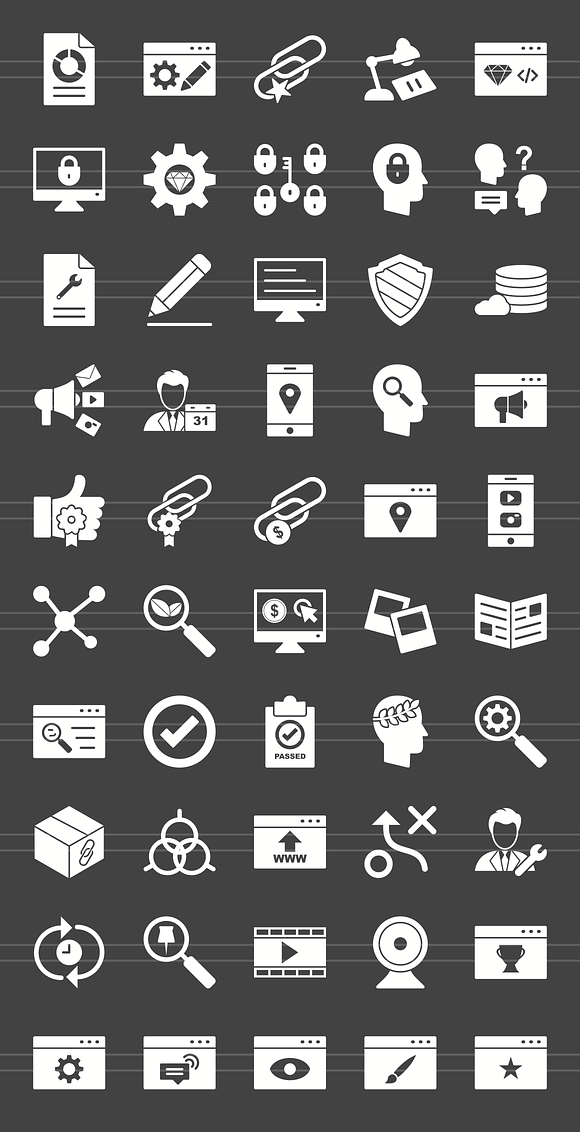 50 IT Services Glyph Inverted Icons in Graphics - product preview 1