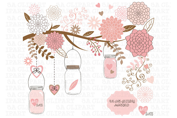 Wedding Mason jar Clipart in Illustrations - product preview 1