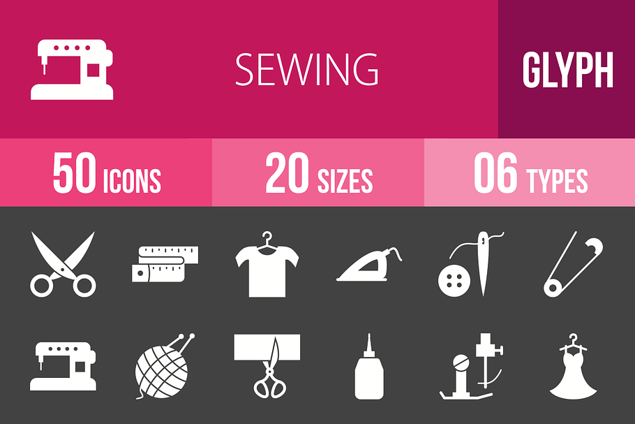 50 Sewing Glyph Inverted Icons in Icons - product preview 8