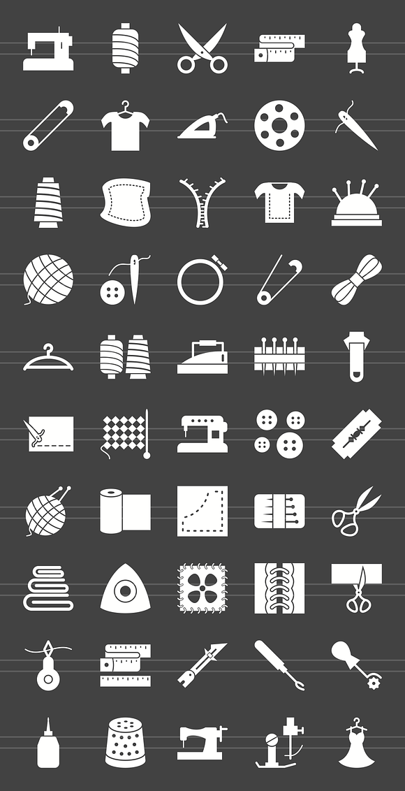 50 Sewing Glyph Inverted Icons in Icons - product preview 1