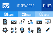 50 IT Services Blue & Black Icons