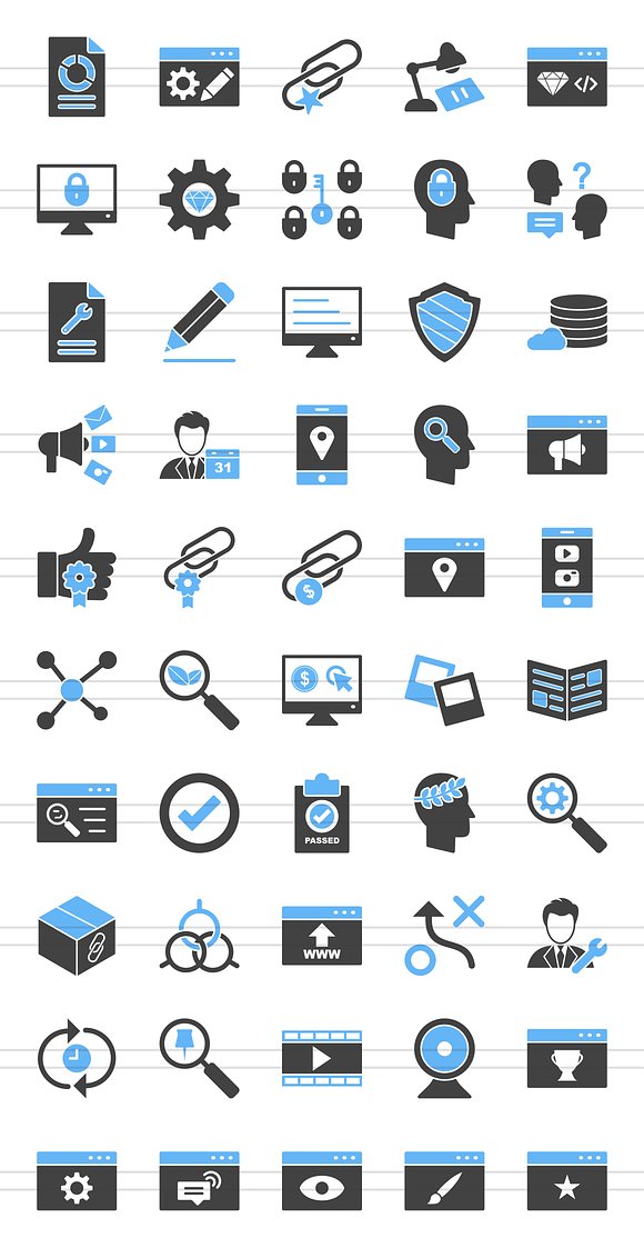 50 IT Services Blue & Black Icons in Graphics - product preview 1