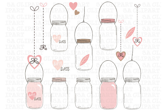Wedding Mason jar Clipart in Illustrations - product preview 3