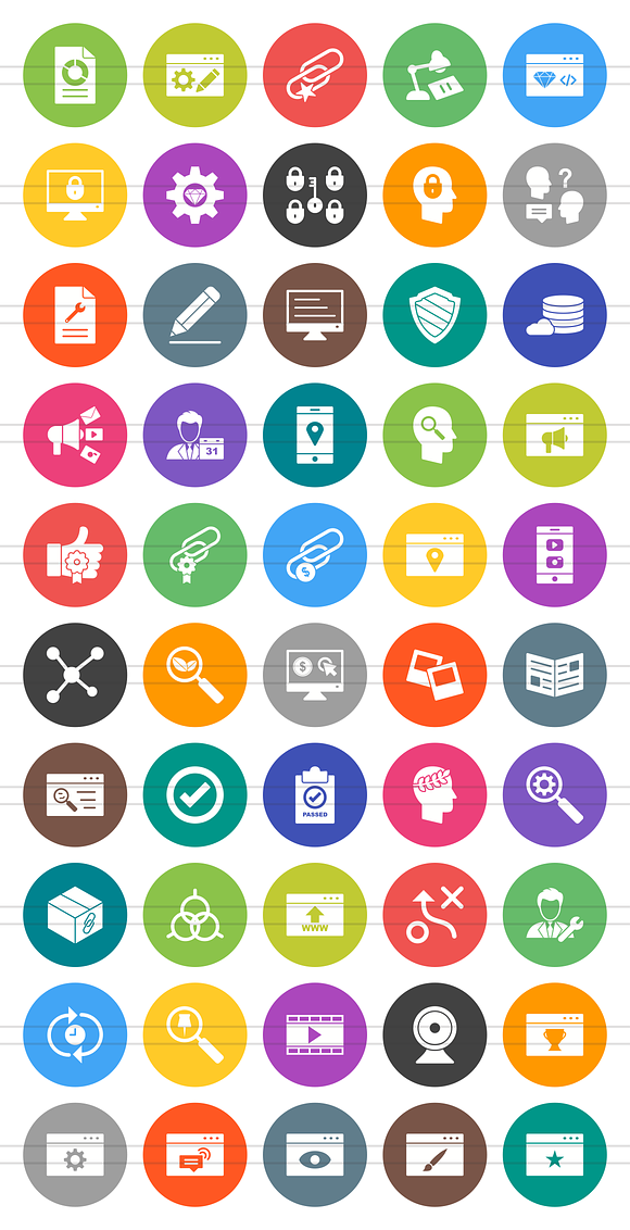 50 IT Services Flat Round Icons in Graphics - product preview 1