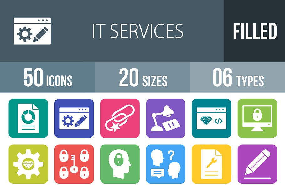 50 IT Services Round Corner Icons in Graphics - product preview 8