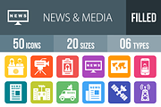 50 News & Media Round Corner Icons