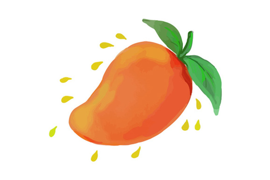 Juicy Mango Fruit Watercolor