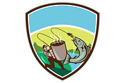 Fly Fisherman Salmon Mug Crest