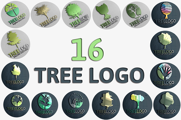 16 Tree Logo / ALL SINGLE PACKAGE in Logo Templates - product preview 1
