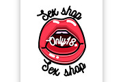 Color vintage sex shop emblem