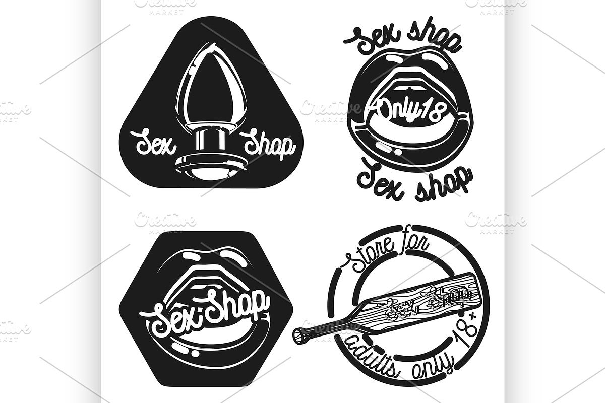 Vintage sex shop emblems in Illustrations - product preview 8