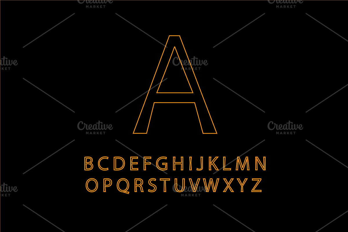 Neon orange font vector in Graphics - product preview 8