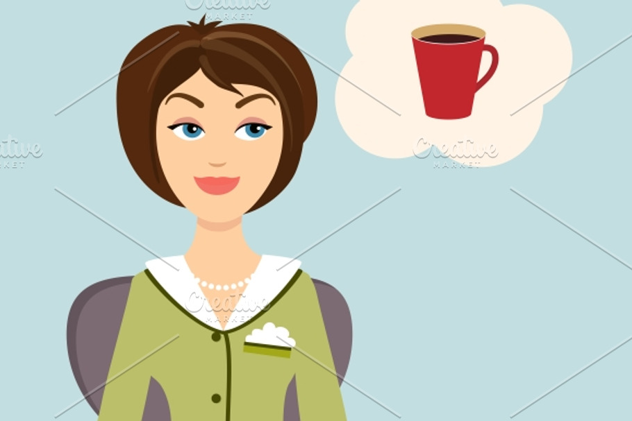 Secretary with coffee in Illustrations - product preview 8