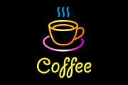 Neon Sign with Coffee Cup