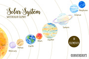 Watercolor Clipart Solar System