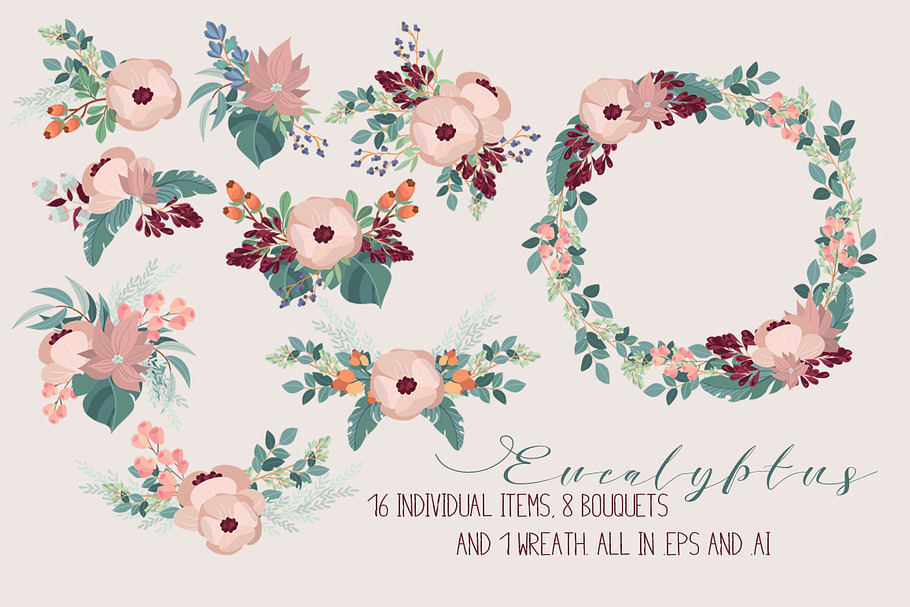 Eucalyptus - vector floral pack in Illustrations - product preview 8