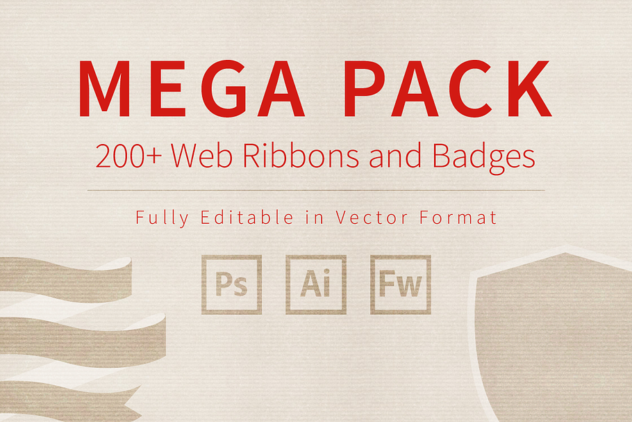 Mega Pack of Web Ribbons and Badges in Objects - product preview 8