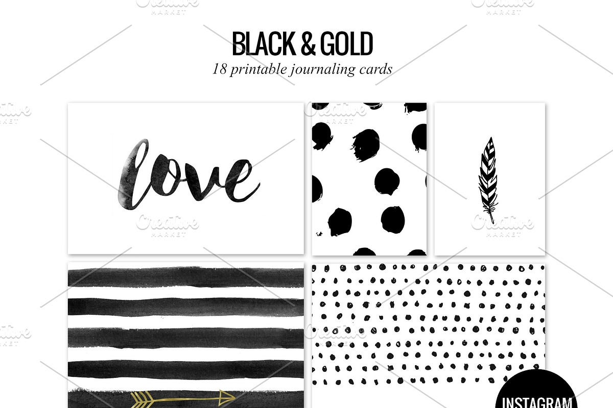 Black & Gold journal cards in Stationery Templates - product preview 8
