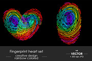 Rainbow heart fingerprint set
