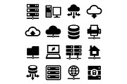 Big Data Center and Server Icons