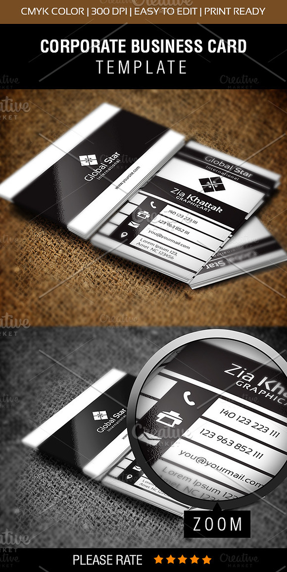 Global Star International Card in Business Card Templates - product preview 1