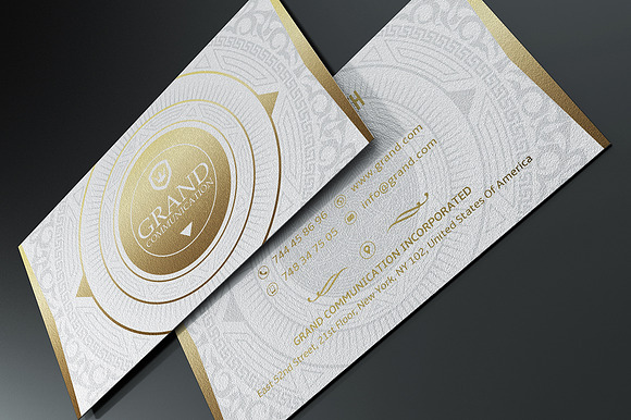 Gold And White Business Card in Business Card Templates - product preview 3
