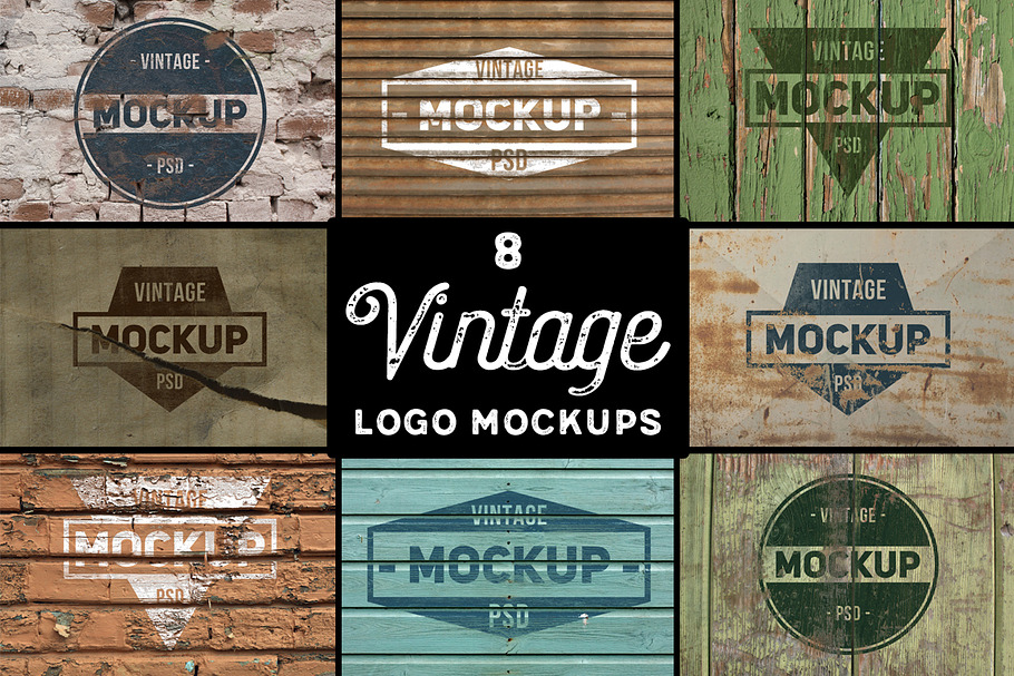 8 Vintage Logo Mockups vol. 2