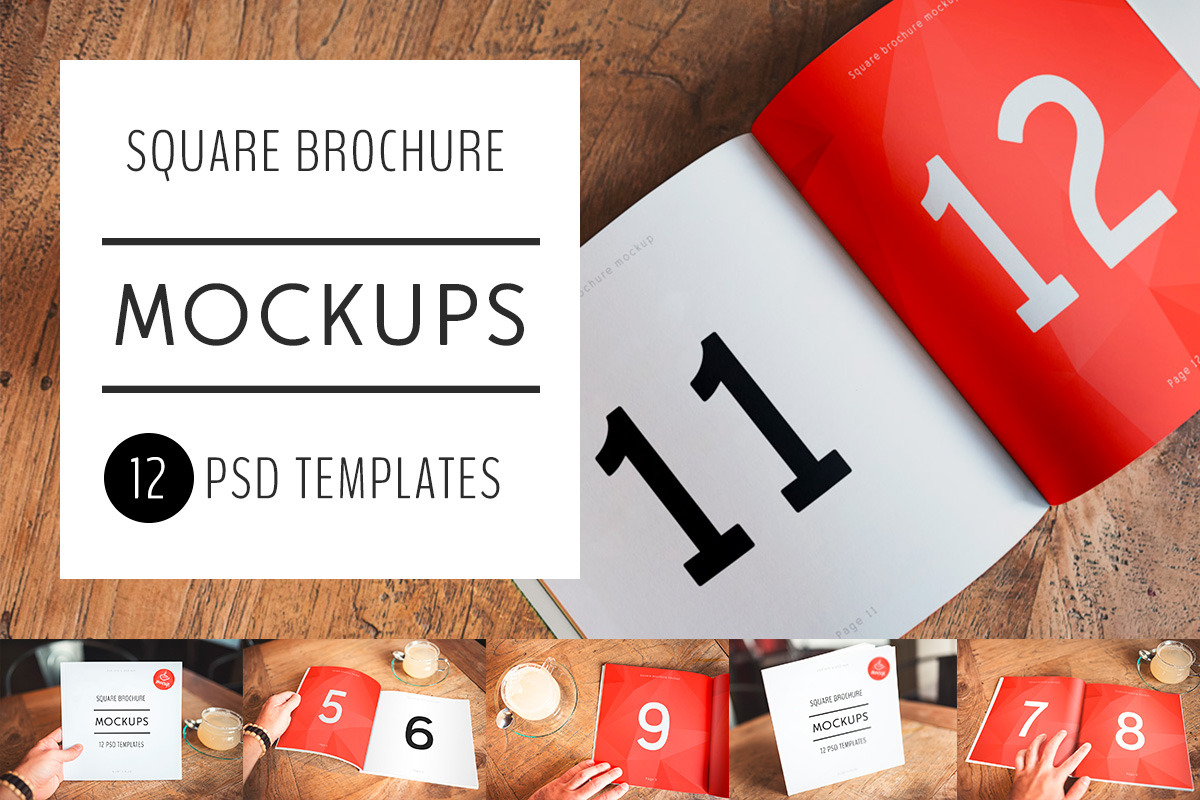 12 PSD Square Brochure Mockups in Branding Mockups - product preview 8