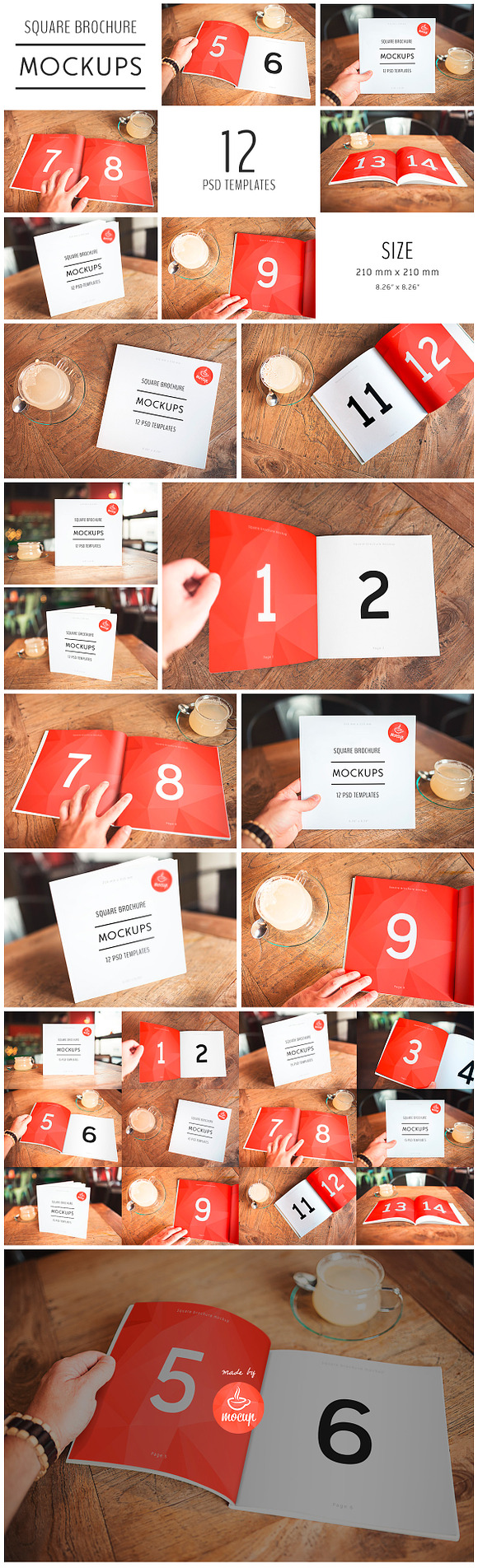 12 PSD Square Brochure Mockups in Branding Mockups - product preview 1