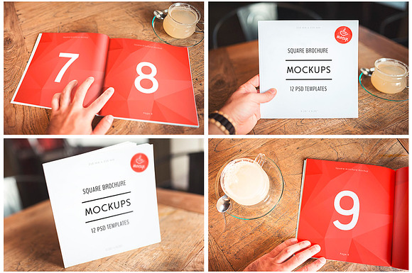 12 PSD Square Brochure Mockups in Branding Mockups - product preview 3