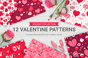 12 Valentine Seamless Patterns