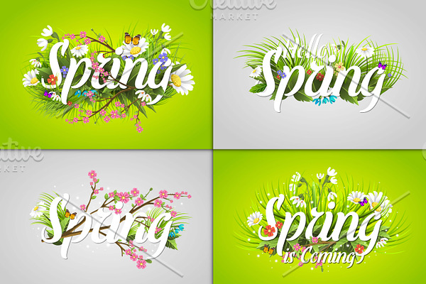 Floral spring background with text