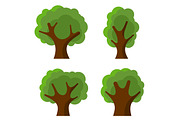 Abstract Flat Style Trees Set
