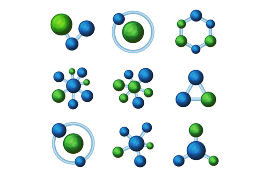 Blue and Green Molecules Icon Set in Graphics - product preview 8
