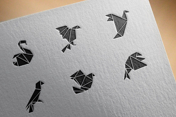 Origami birds icons in Graphics - product preview 3