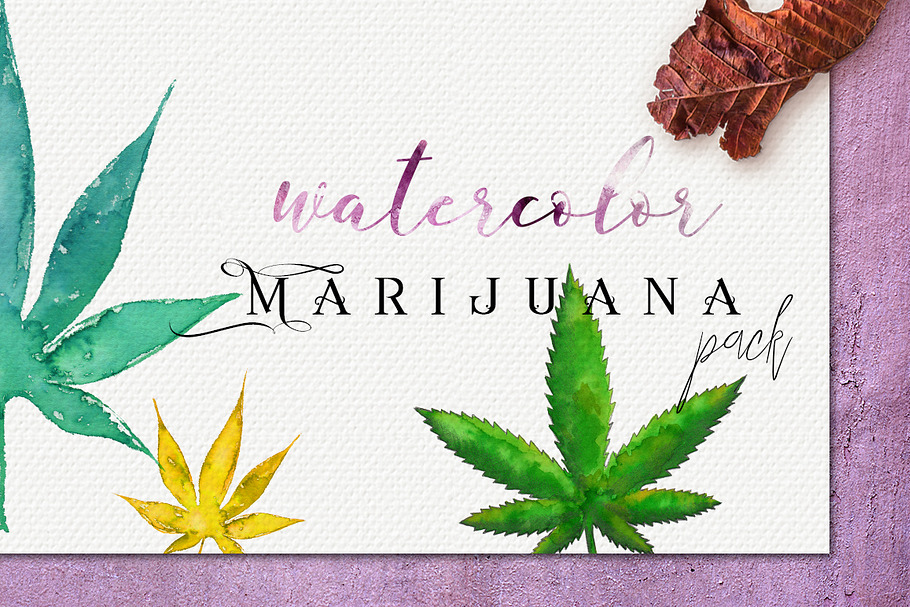 Watercolor Marijuana Pack:47elements