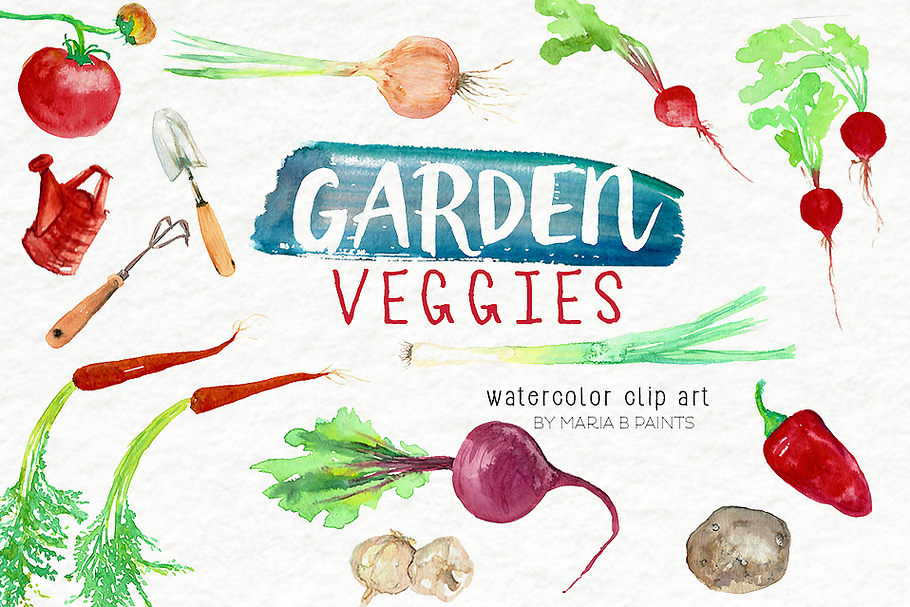 Watercolor Clip Art - Garden Veggies in Illustrations - product preview 8