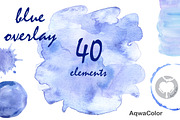 Blue overlay watercolor clipart