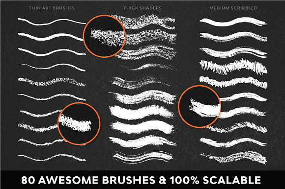 Chalk & Charcoal Vector Brushes in Photoshop Brushes - product preview 2