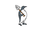 Emperor Penguin Holding Shovel