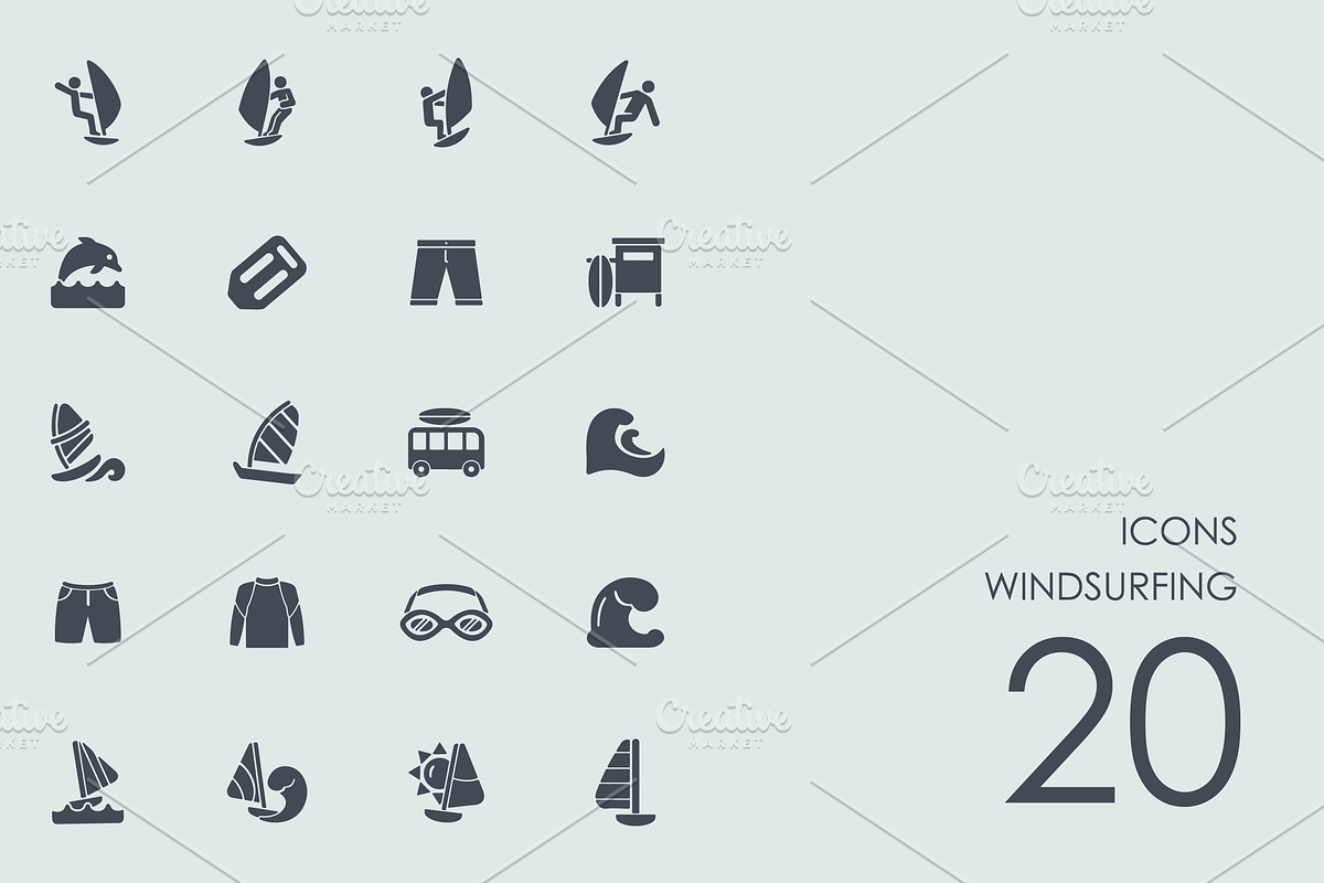Windsurfing  icons in Graphics - product preview 8