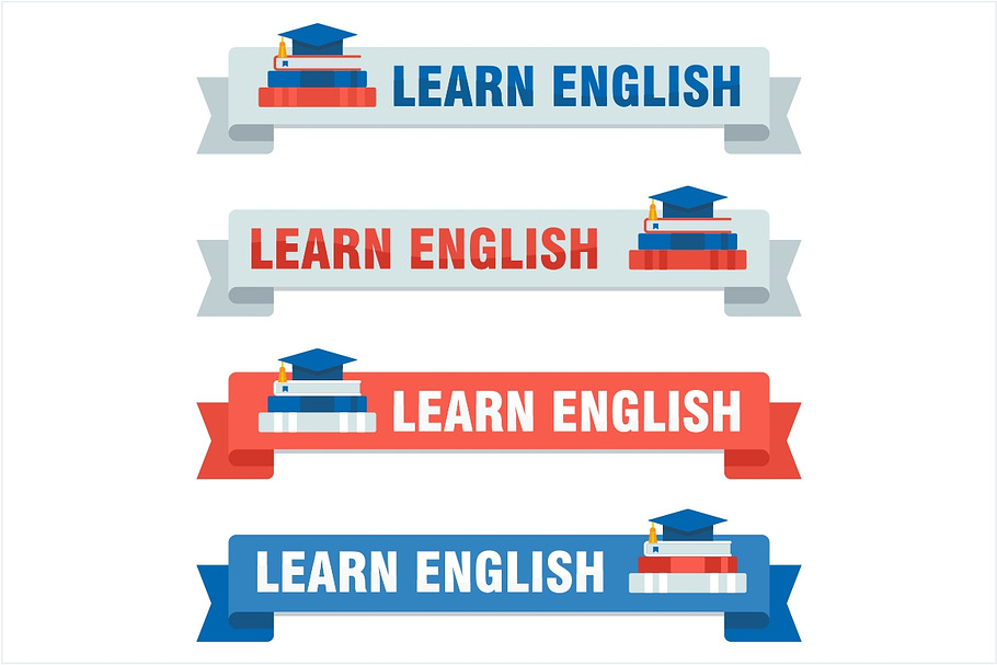 Set of learn english baners