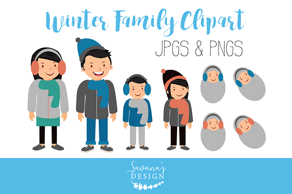 Cute Family Digital Clipart